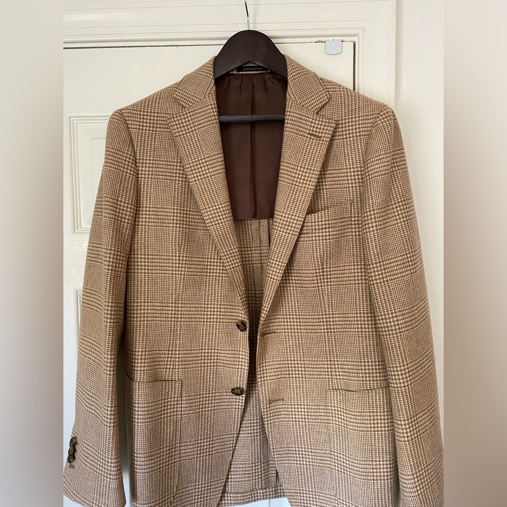 SuitSupply Havana 40R Sport coat Light Brown/Beige Check By Marling & Evans